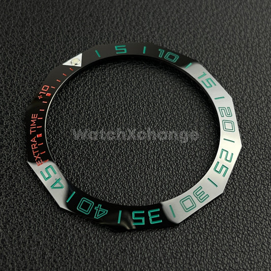 Black & Green Red 40.9mm x 33.2mm 12 Sided Ceramic Watch Bezel Insert