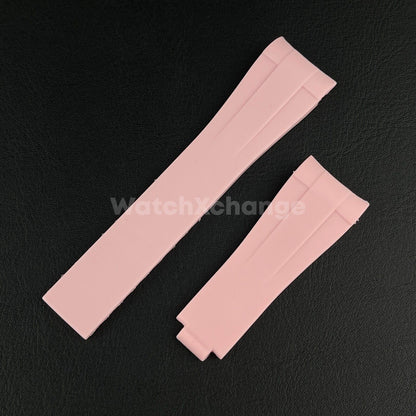 Pink Rubber Strap Rolex Submariner GMT Master Deployment Clasp Oysterflex 20mm