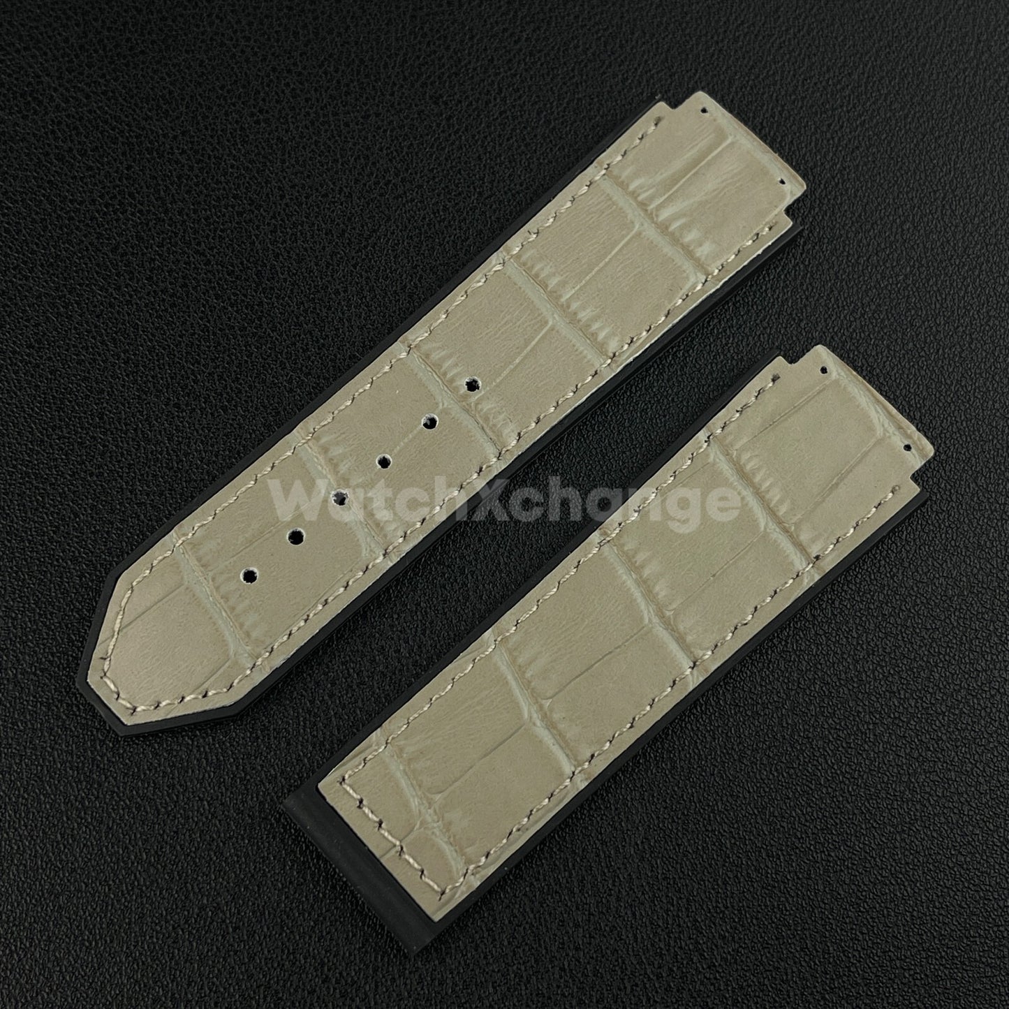 Grey Leather Watch Strap Band 26*19mm Fit HUBLOT BIG BANG