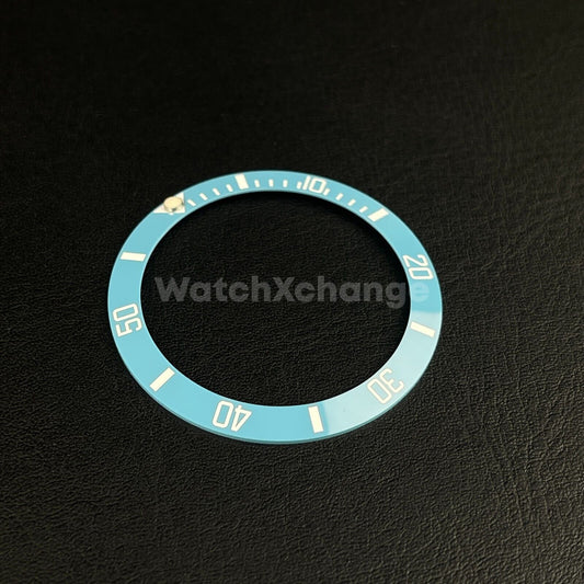 38mm Ceramic Bezel insert Light Sky Blue & White For Rolex Seiko SKX SRPD