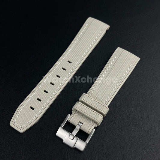 Light Khaki 20mm Silicone Rubber Curved End Watch Strap Band For Omega Rolex