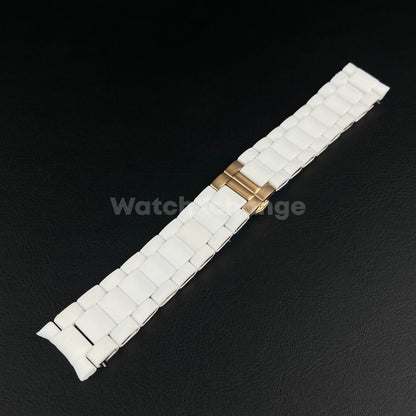 White 20 23mm RUBBER/STEEL Strap Band Bracelet fit Emporio Armani AR5905 AR5906