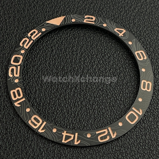 Peach & Black Grey Carbon Fibre Style Ceramic Watch Bezel Insert for Seiko NH35
