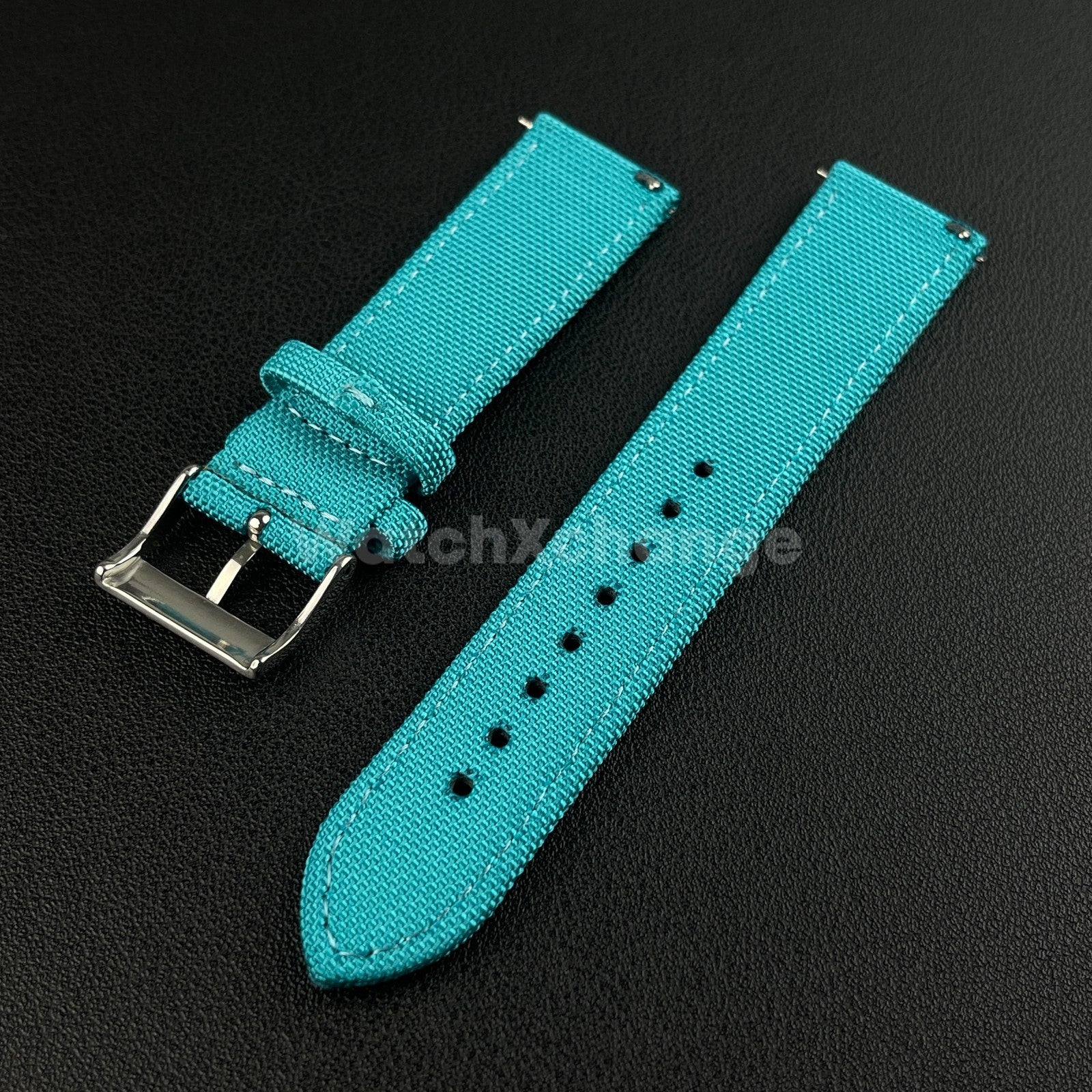 Teal Blue Watch Strap Band Nylon Canvas Sailcloth Quick Release 20mm 22mm 24mm