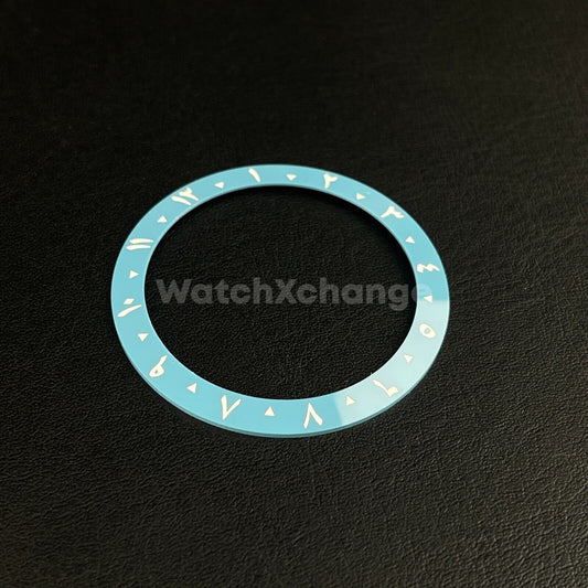 38mm Ceramic Arabic Bezel insert Sky Blue White For Rolex Seiko SKX SRPD
