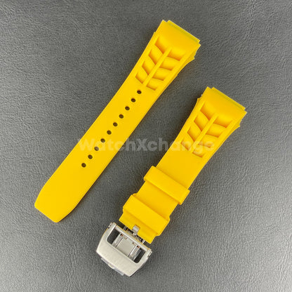 Yellow 25mm-Spring Bar-Watch Rubber Band Strap For RICHARD MILLE RM011 RM-11