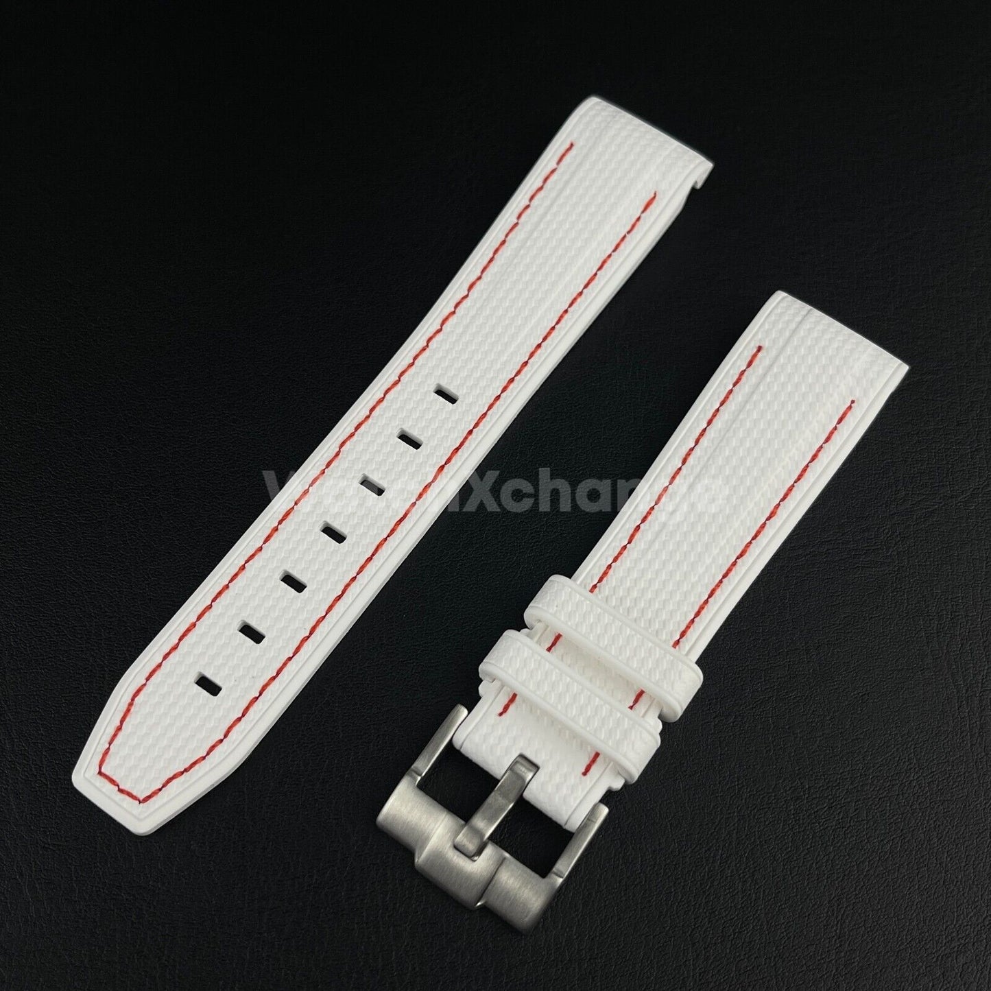 White 20mm Silicone Rubber Curved End Watch Strap Band For Omega Rolex