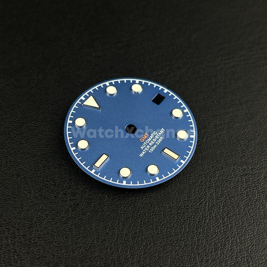 29mm Blue Watch Dial w/Green Luminous Replacement for NH35 Watch Movement Parts