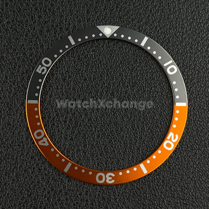Grey & Orange 38mm Flat Aluminium Bezel Insert For Divers Watch Seiko Mod Turtle