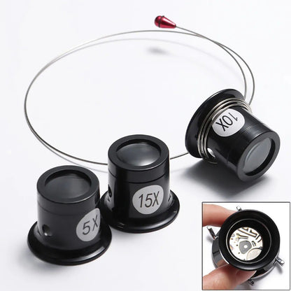 4pc Eyeglass Loupe Headband Magnifier Watchmakers Magnify Glasses 5x 10x 15x