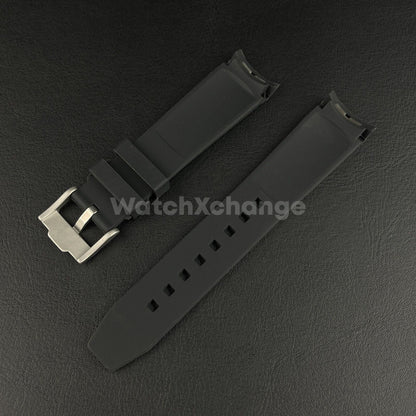 Black 20mm Rubber Curved End Watch Strap Band Made For Rolex Submariner GMT