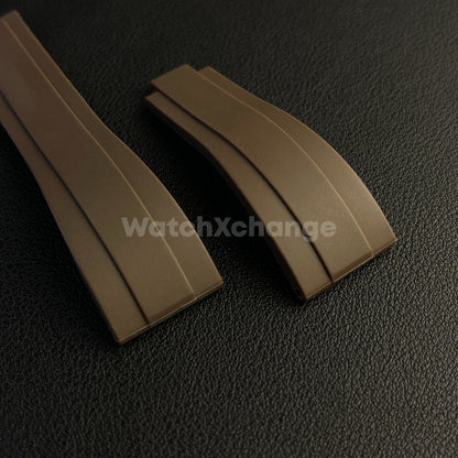 20mm Brown Silicone Rubber Watch Strap Band For Rolex OYSTERFLEX GMT