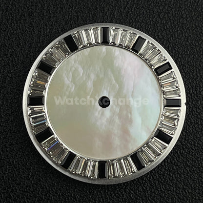 28.5mm Black & White Pearl Shell Texture Watch Dial for SEIKO NH35 NH36 Movement