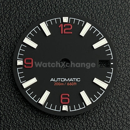 28.5mm Black & Red Watch Dial Face for NH34 NH35 Movements