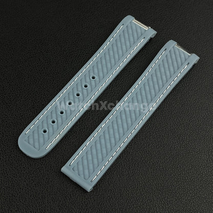 20mm For OMEGA Seamaster Aqua Terra Watch Silicone Rubber Strap Clasp Light Grey