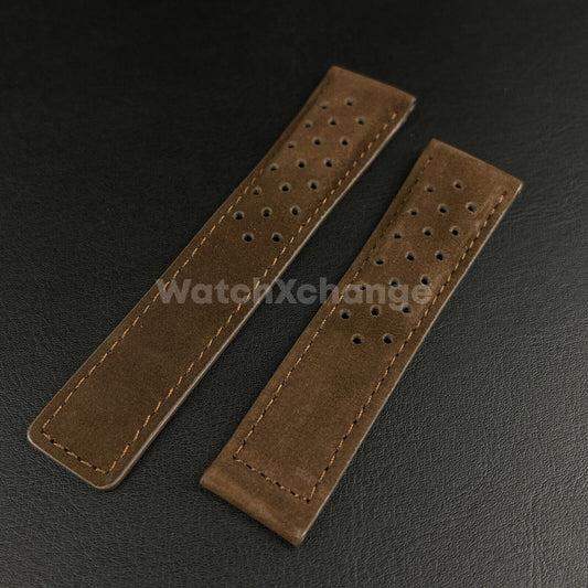 Dark Brown Suede Leather Strap For TAG Heuer Carrera Monaco 20mm 22mm 24mm