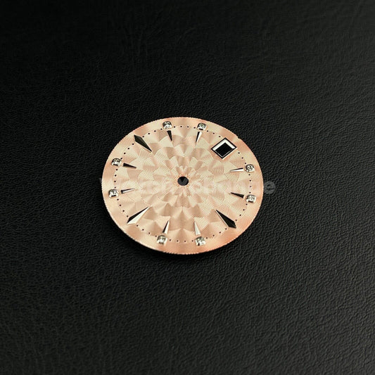 29mm Rose Gold Watch Dial Face Radial Pattern Diamond Scale for NH35/36 Movement