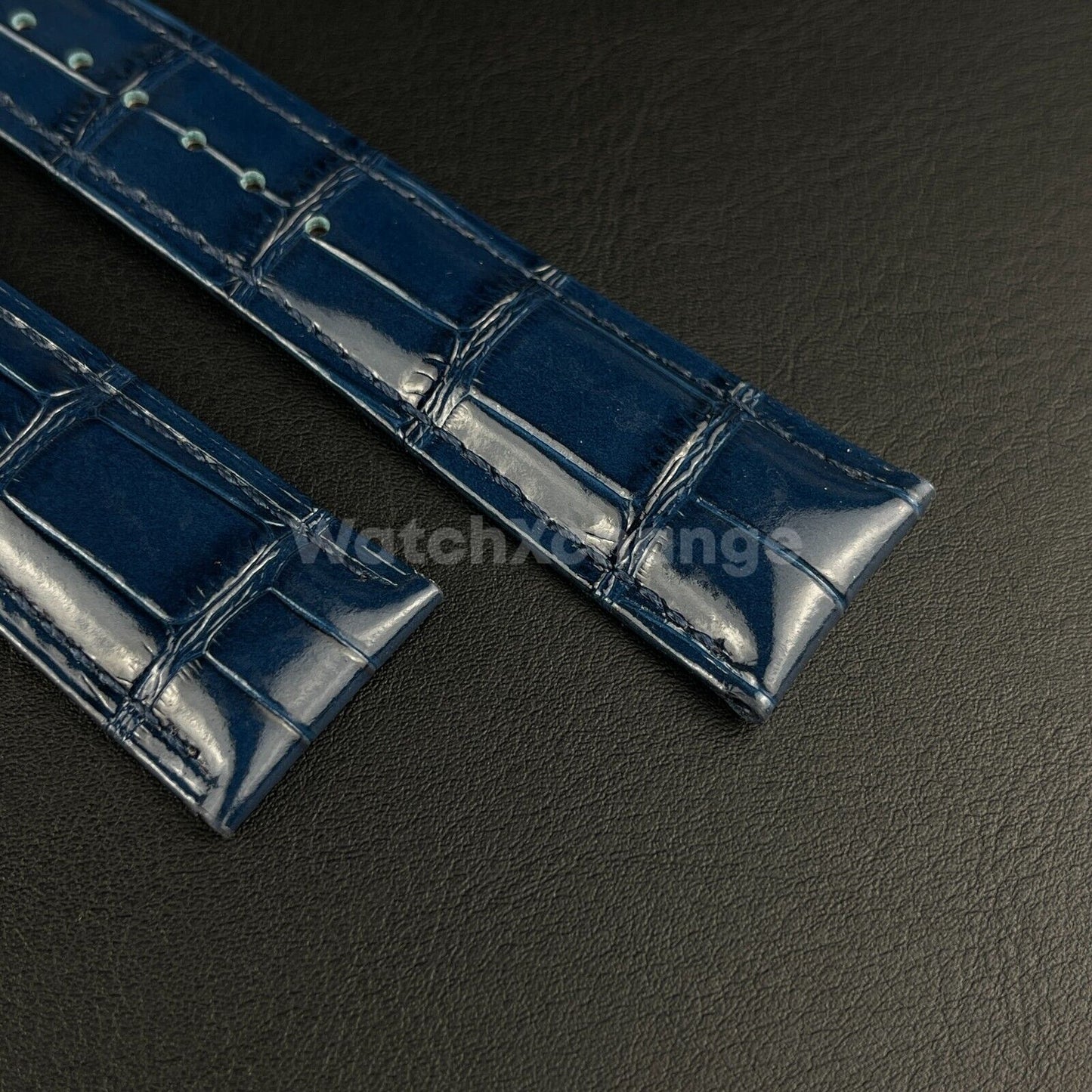 Blue Genuine Leather Universal Watch Strap Band Alligator Grain 20mm 22mm 24mm