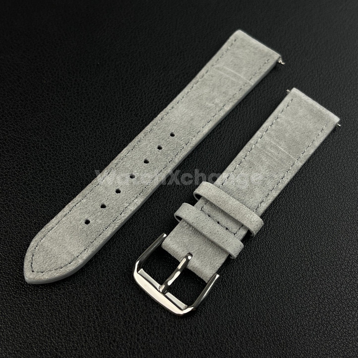 Grey Watch Strap Suede Leather Premium Quick Release Band 18 19 20 22mm