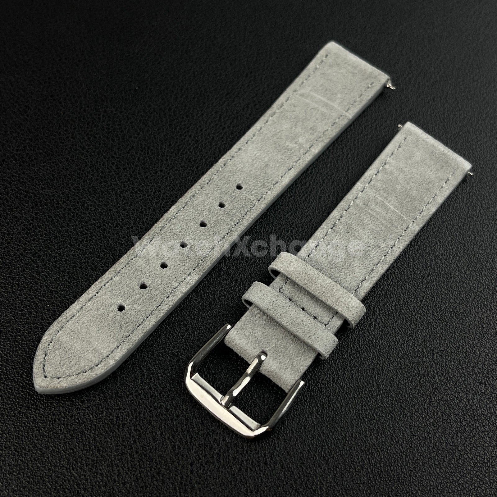 Grey Watch Strap Suede Leather Premium Quick Release Band 18 19 20 22mm