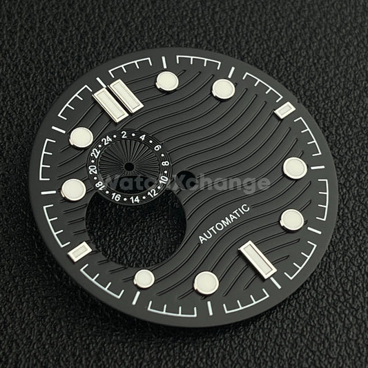31mm Black & White Watch Dial Water Wave Print for SEIKO NH39 Movement