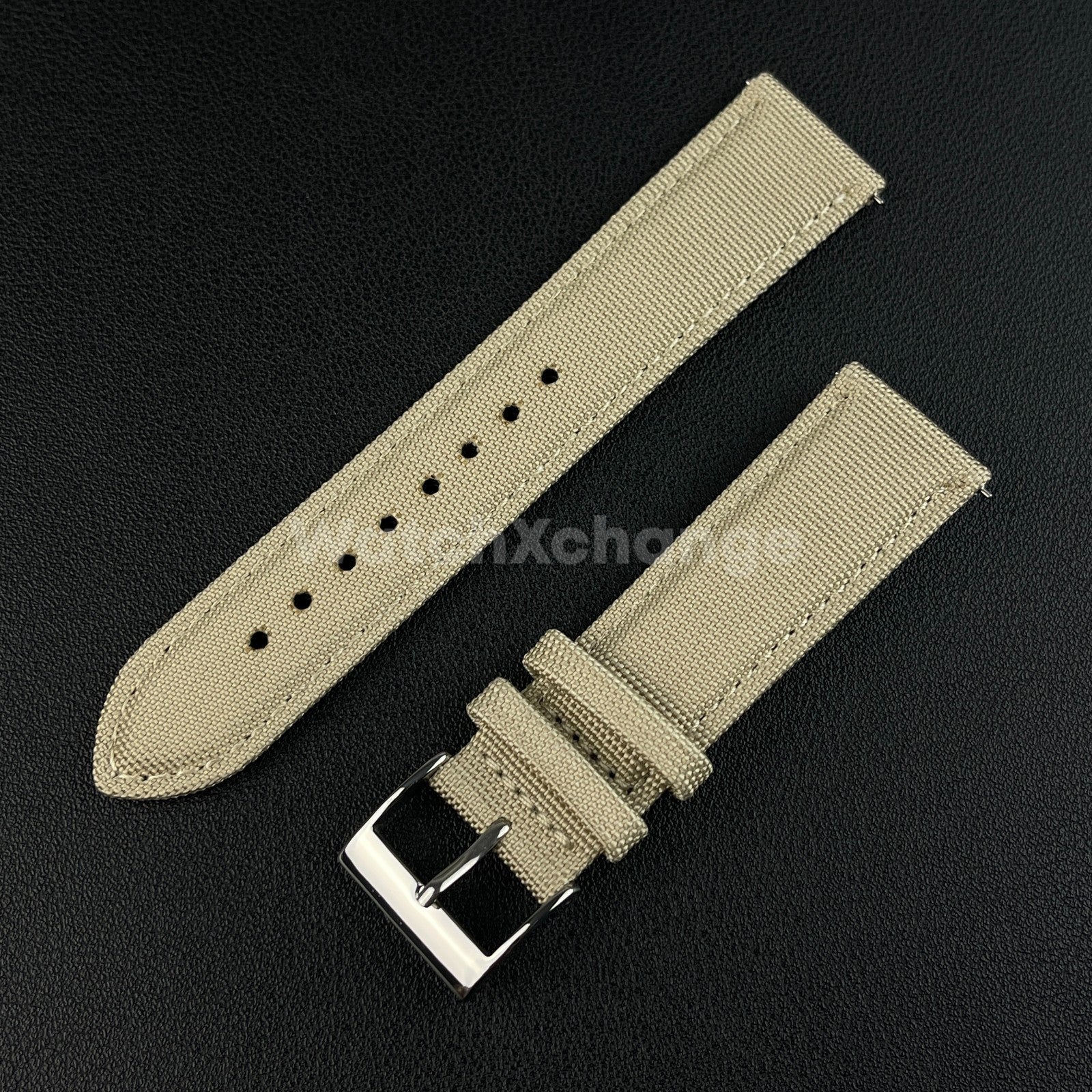 Beige Watch Strap Band Nylon Canvas Sailcloth Quick Release 20mm 22mm 24mm