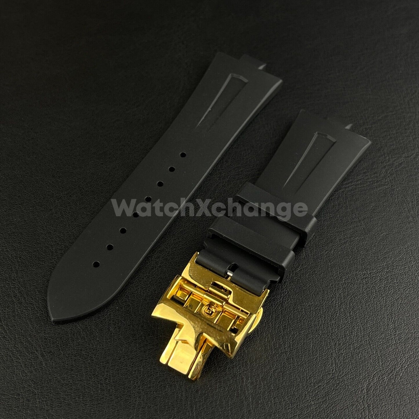 25mm Black Rubber Silicone Strap Band fit Vacheron Constantin Watch Buckle/Clasp