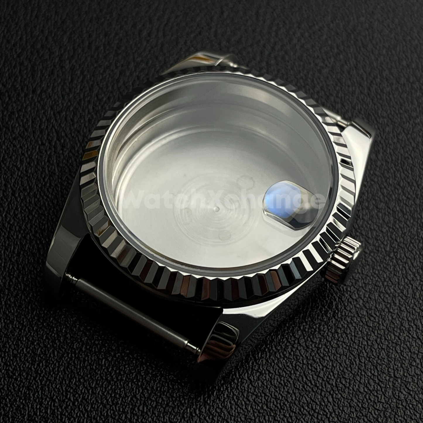 36mm Silver Watch Case Fluted Modified Sapphire Diving for NH35/NH36 Movement