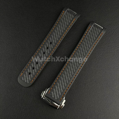 Black Orange Silicone Rubber Watch Strap For Omega Seamaster Aqua Terra 19/20mm