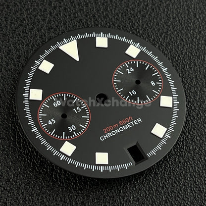 Black 30mm Modified Watch Dial Accessory for VK64 Quartz Movement