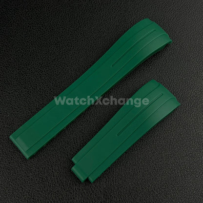 Green 21mm 22mm Curved Rubber Strap for Rolex DAYTONA SUBMARINER Yacht-Master