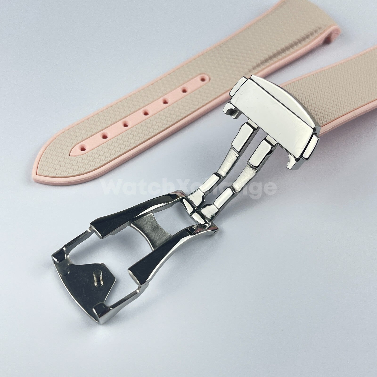 Pink Curved End Silicone Rubber Watch Strap For Omega Seamaster 20mm