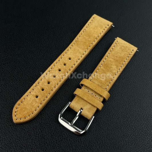 Light Brown Watch Strap Suede Leather Premium Quick Release Band 18 19 20 22mm
