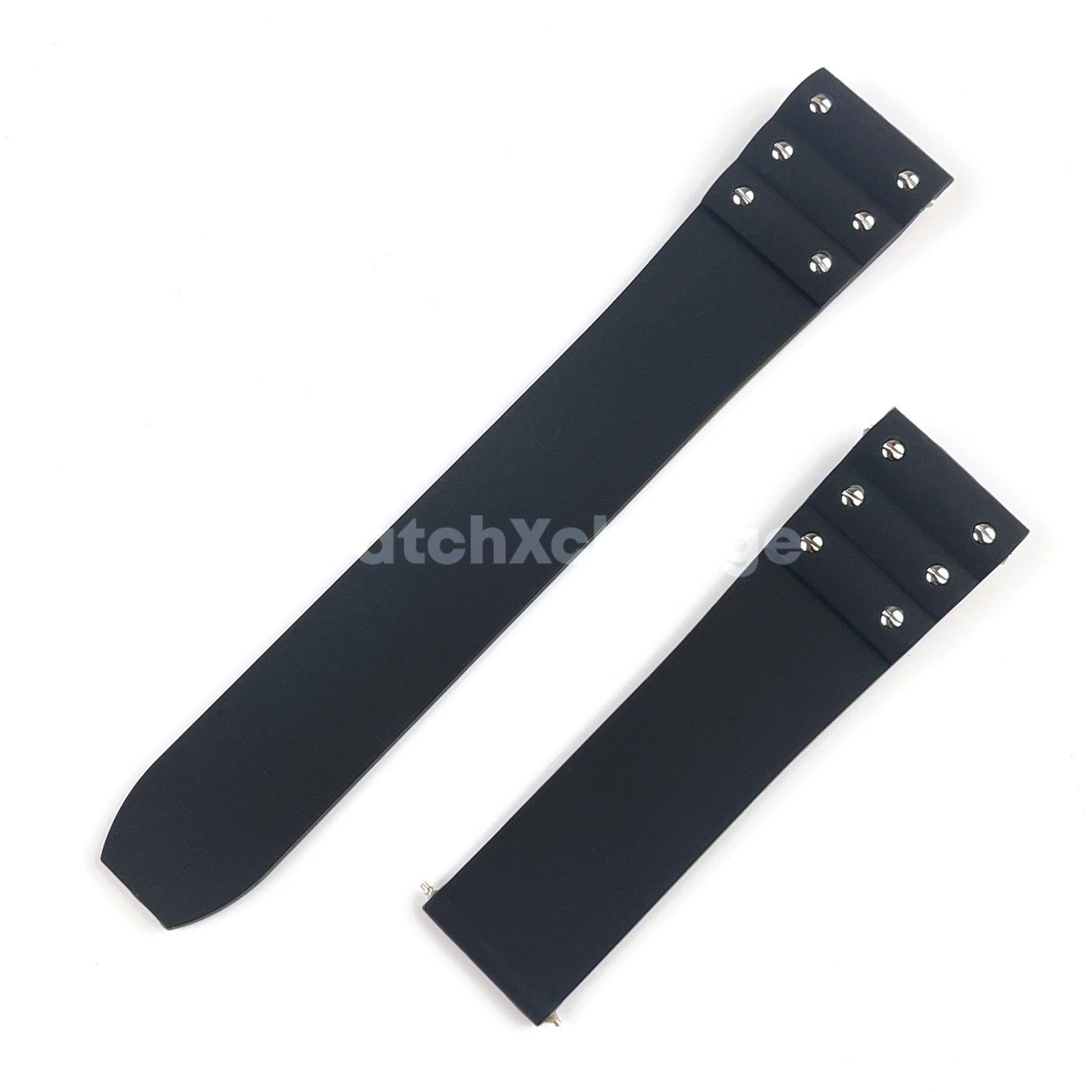 Black 21mm Silicone Rubber Watch Strap For Cartier Santos
