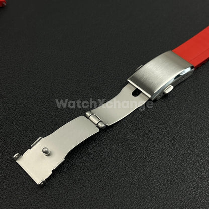 Red Rubber Watch Strap Deployment Clasp Cut To Size Quick Release 20mm 22mm