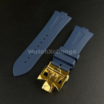 25mm Blue Rubber Silicone Strap Band fit Vacheron Constantin Watch Buckle/Clasp