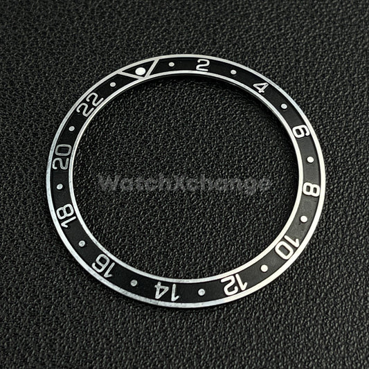 Black & Silver 38mm Sloping Bezel Insert For Watch GMT Seiko Rolex SKX007 SRPD