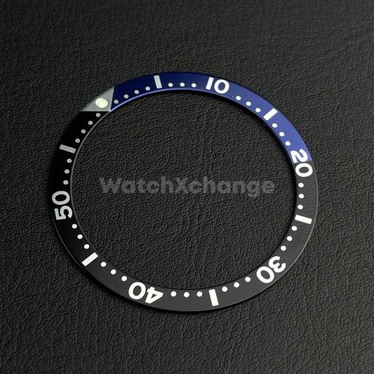 Black & Blue 38mm Flat Aluminium Bezel Insert For Divers Watch Seiko Mod Turtle