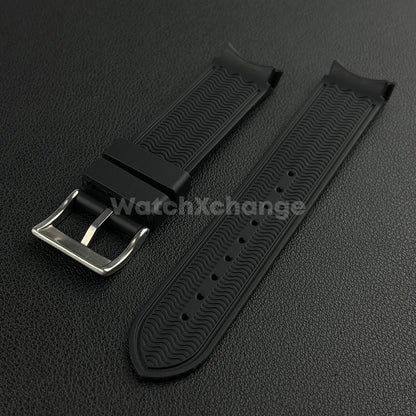 Black 20mm Silicone Rubber Curved End Watch Strap Band For Omega Rolex