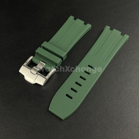 Green Audemars Piguet AP 28mm Royal Oak Silicone Rubber Watch Strap 15710 15703