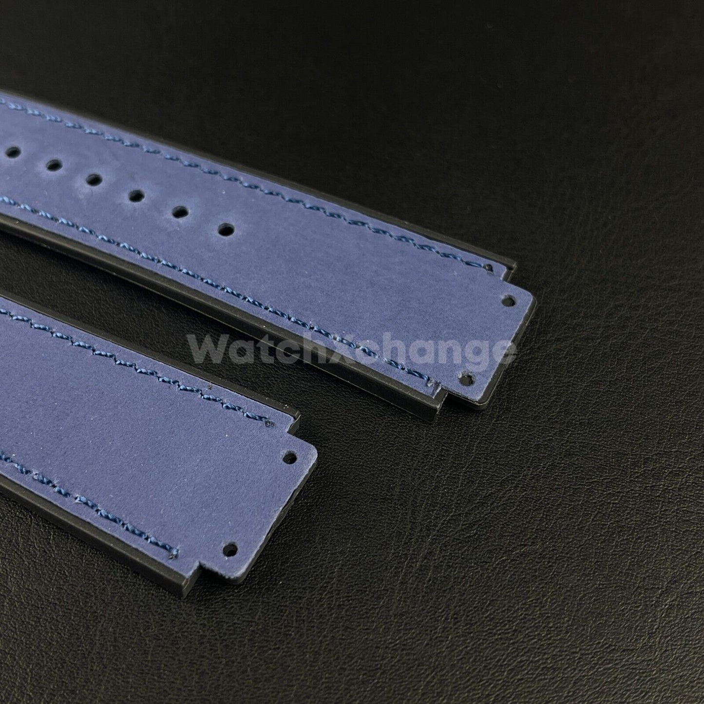 Blue Leather Suede Watch Strap Band 26*19mm Fit HUBLOT BIG BANG