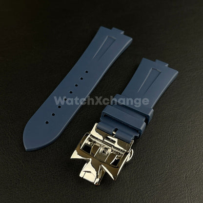 25mm Blue Rubber Silicone Strap Band fit Vacheron Constantin Watch Buckle/Clasp