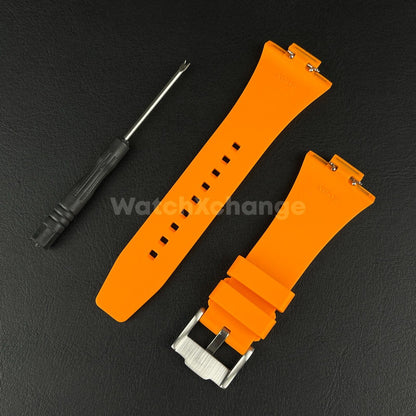 Orange Tissot PRX Waffle Silicone Rubber Watch Strap 12mm 40mm Powermatic 80