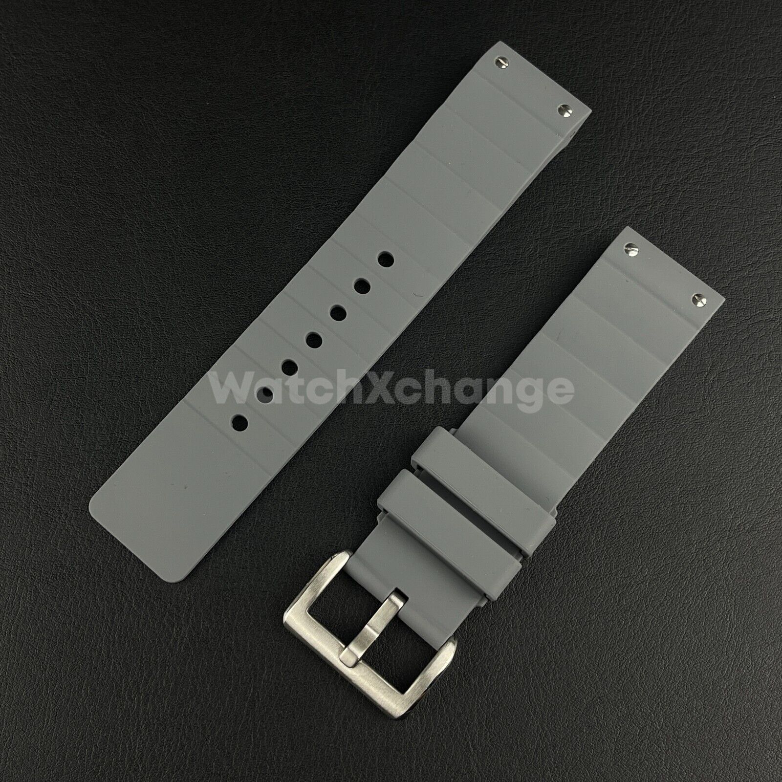 Grey Silicone Rubber Watch Strap For Cartier Santos 100 Curved Ends 23mm