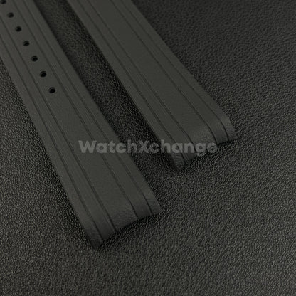 Black Omega Seamaster 41mm 300M Silicone Rubber Curved End Strap 20mm