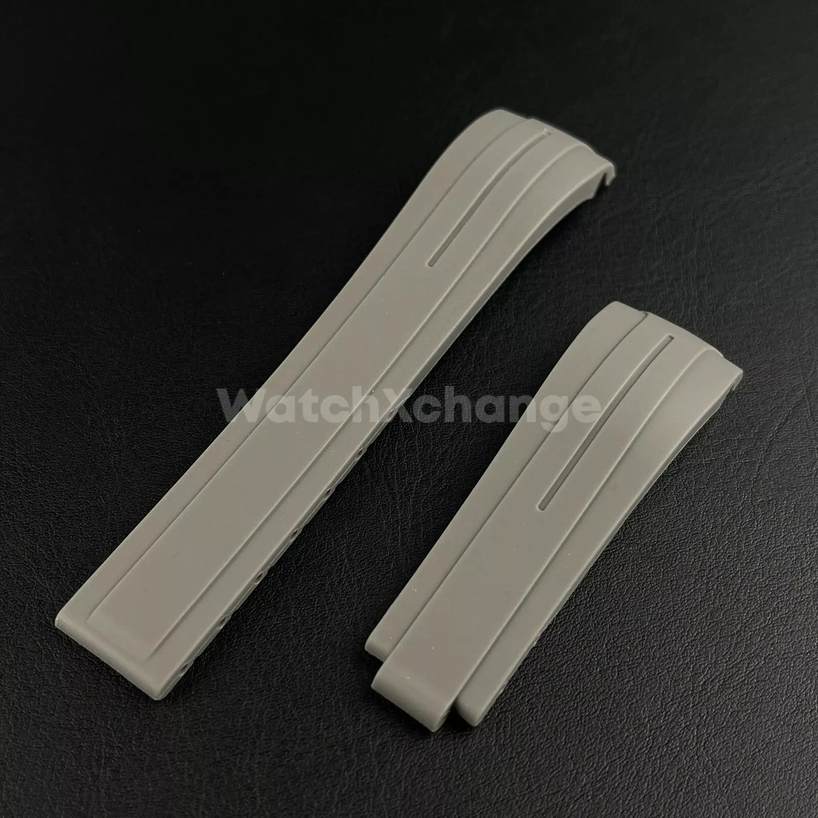 Grey 21mm 22mm Curved-end Rubber Strap for Rolex DAYTONA SUBMARINER Yacht-Master