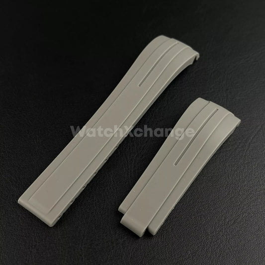 Grey 21mm 22mm Curved-end Rubber Strap for Rolex DAYTONA SUBMARINER Yacht-Master