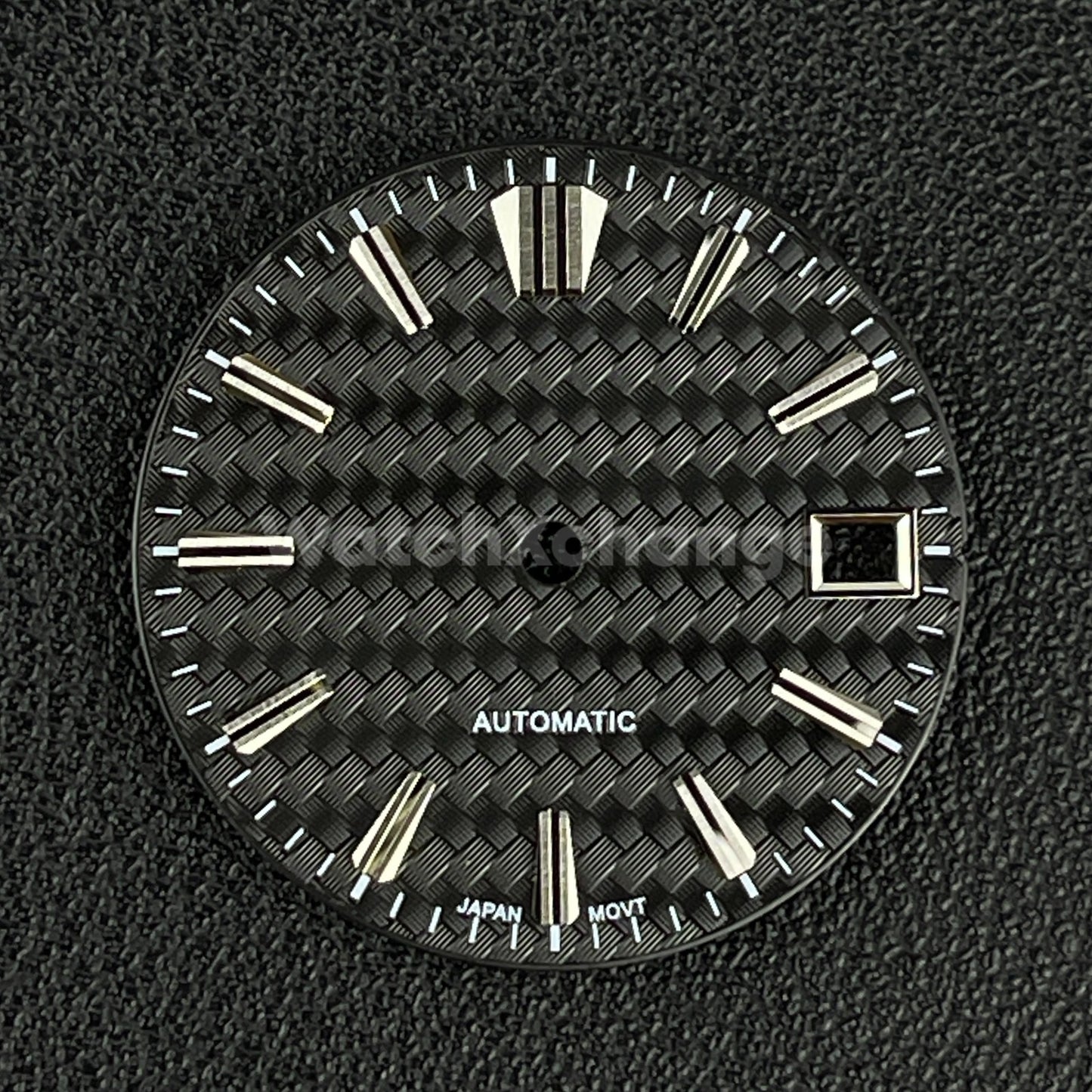 28.5mm Black Weave Fibre Texture Watch Dial Face for SEIKO NH35 / 4R Movements