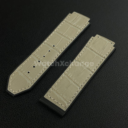 Grey Leather Watch Strap Band 26*19mm Fit HUBLOT BIG BANG