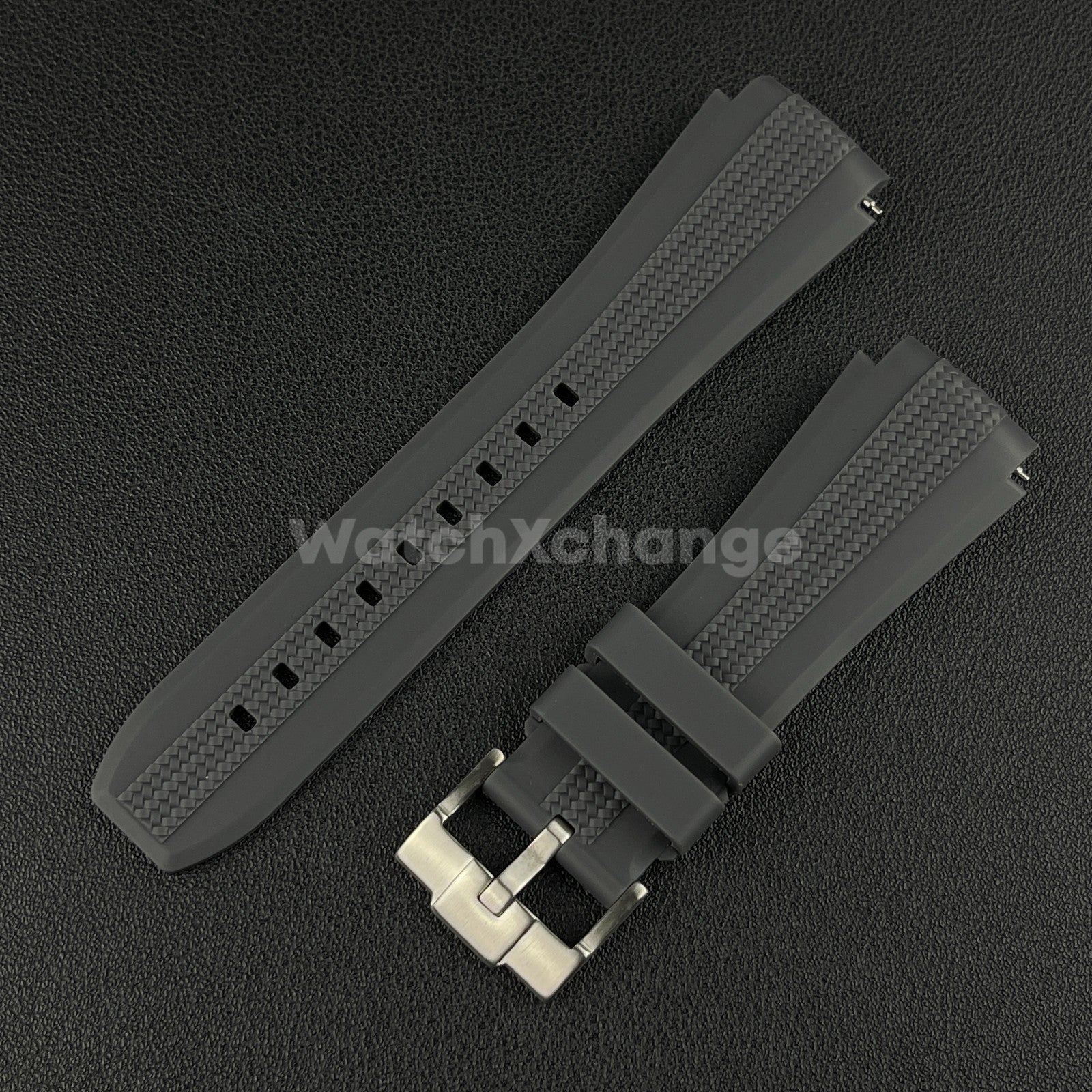 Dark Grey 20mm Silicone Rubber Curved End Watch Strap Band For Omega Rolex